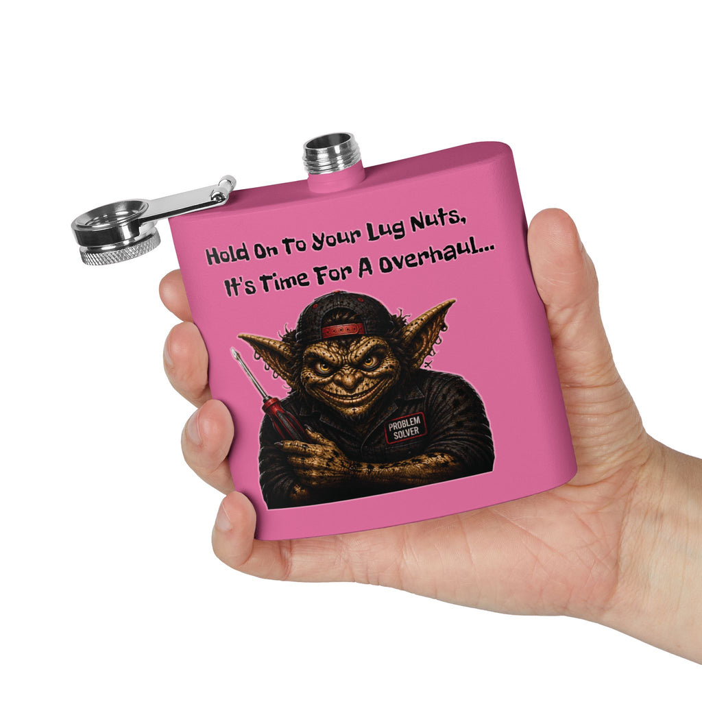 Hold On to Your Lug Nuts | Funny Mechanic Flask, 6 oz