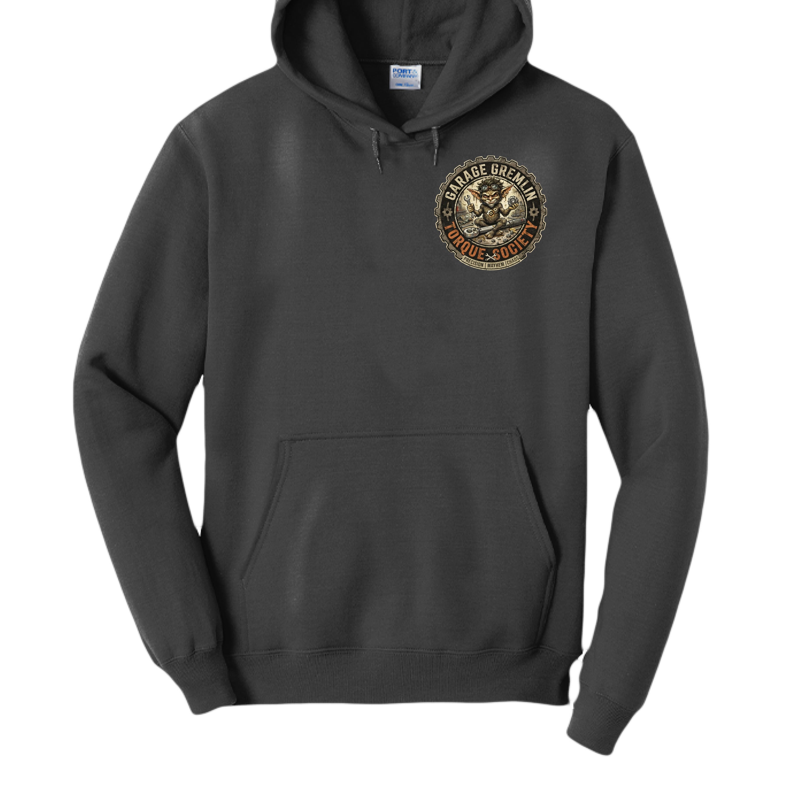 Black heather I Don’t Make Mistakes mechanic hoodie – front