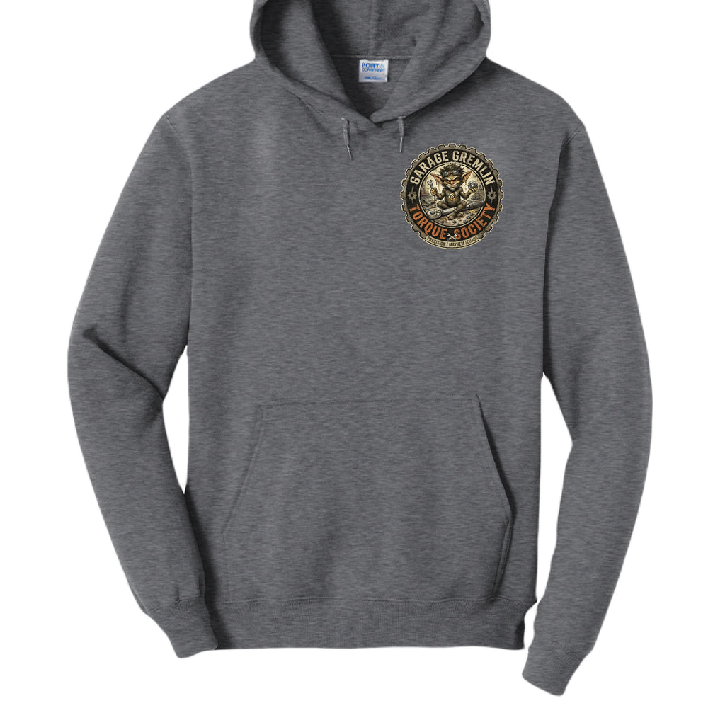 Dark heather gray I Don’t Make Mistakes mechanic hoodie – front